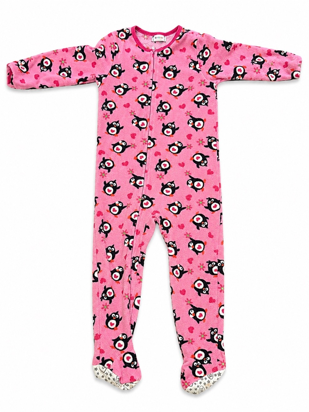 Kidgets Pink Penguin Fleece Footed Pajamas Size 4T